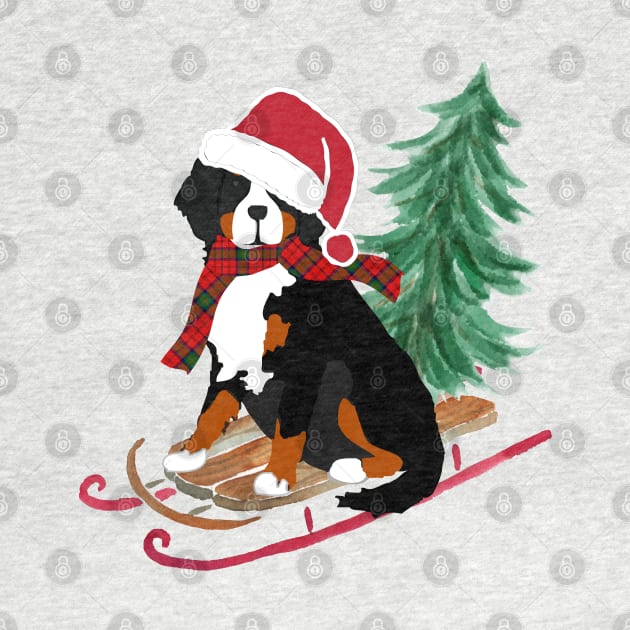 Bernese Mt Dog Bringing Home Xmas Tree by EMR_Designs